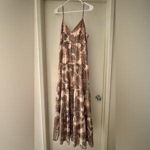 Express Paisley Maxi Dress in Cream and Brown